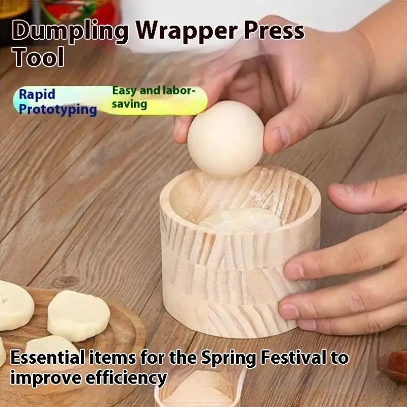 

1 Set Wooden Dumpling Maker - Manual Dough Press Tool | Quick Dumpling Wrapper Mold for Hand Pie Making (Kitchen Craft Tool)