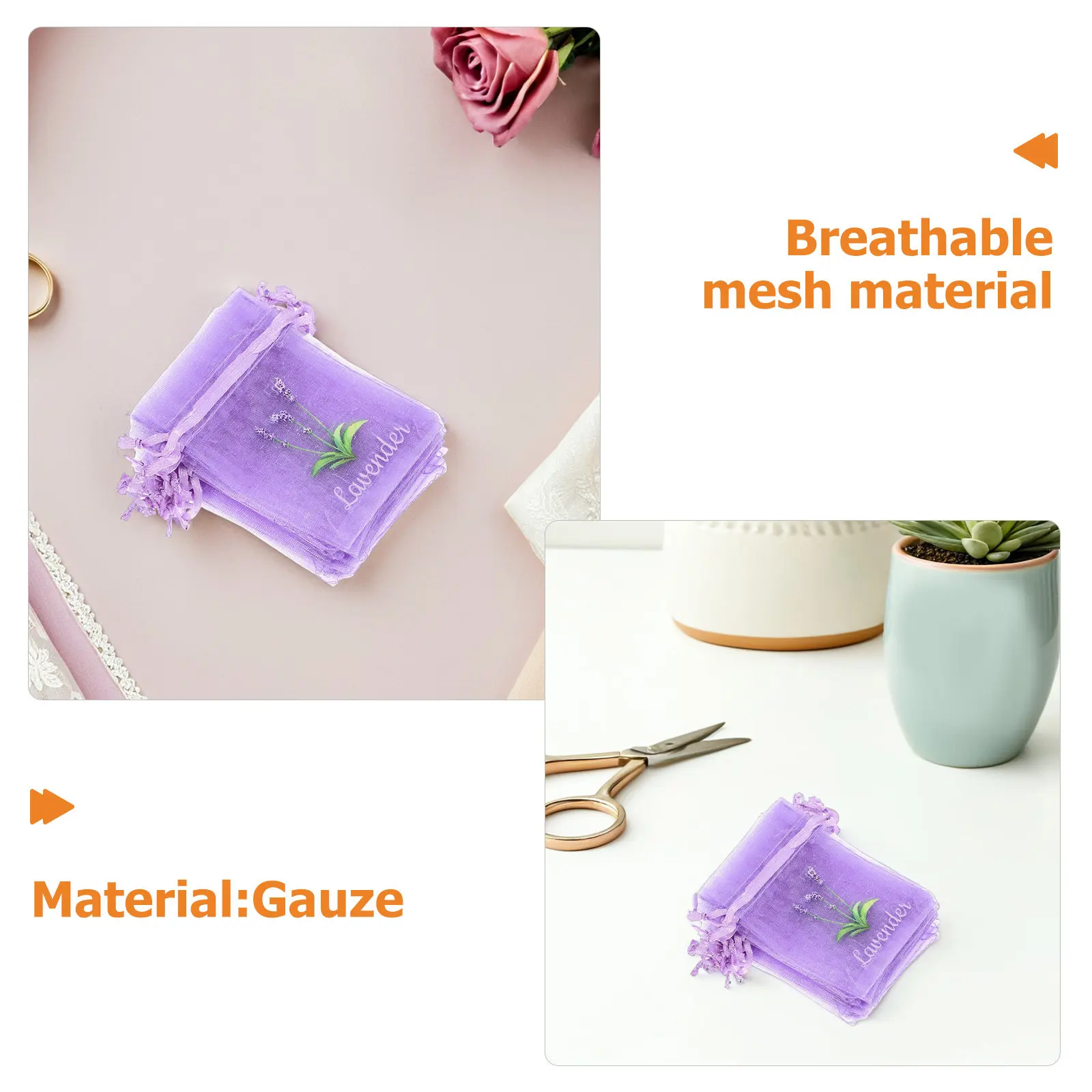 30Pcs Lavender Sachet Bags Drawstring Mesh Empty 3.54x2.75x0.04 Aromatherapy Fragrance Sachet Wardrobe Storage Wedding Favor
