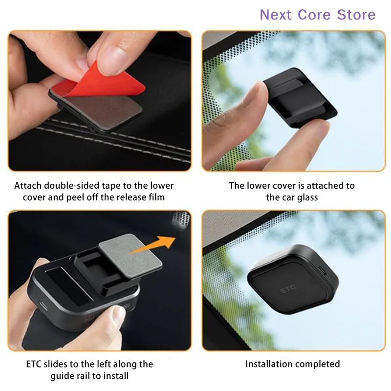 [NC]Car Toll Pass Holder Adhesive Sticky ETC Bracket Adhesive Removable Easy Installation Compact Toll Pass Holder Windshield