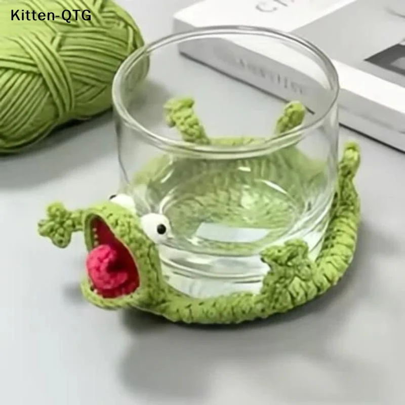 New Crochet Lizard Coaster, Fun Little Lizard Coasters, Cute 3D DIY Handmade Funny Amigurumi Animal Cup Mats