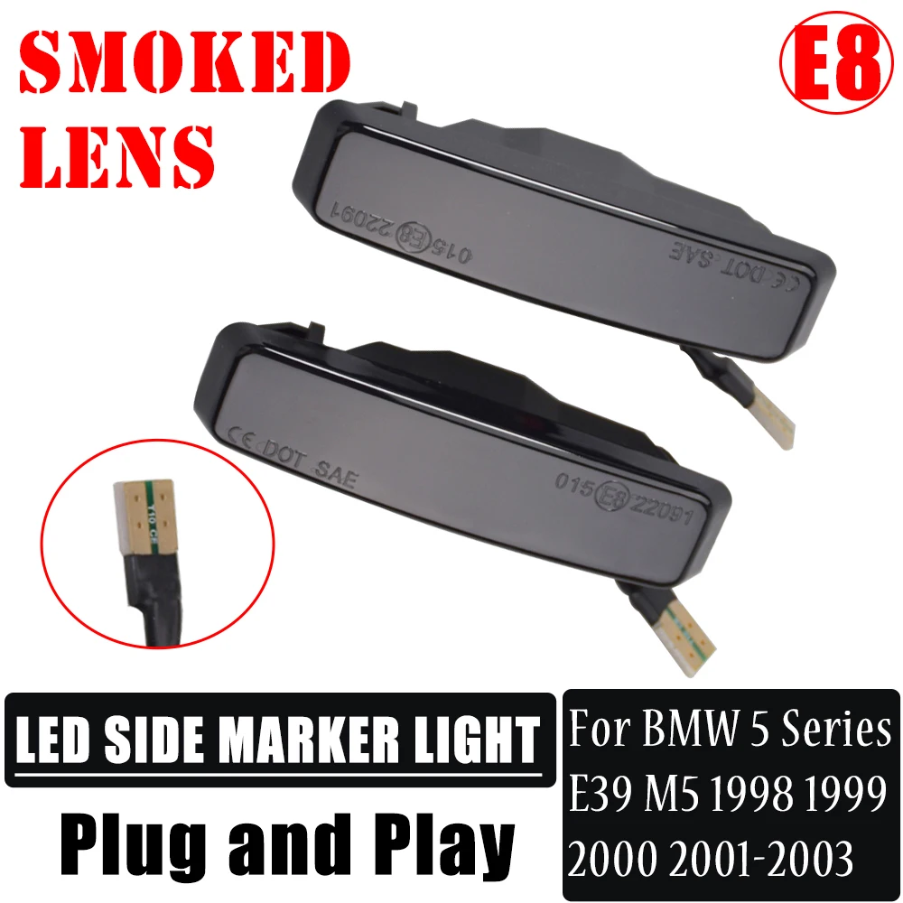 LED Dynamisches Blinklicht Seitenmarkierungsleuchte Kotflügel Sequenzielle Lampe Blinker Anzeigeleuchte Abdeckung für BMW 5er Serie E39 1995-2003 M5 – Detail 5