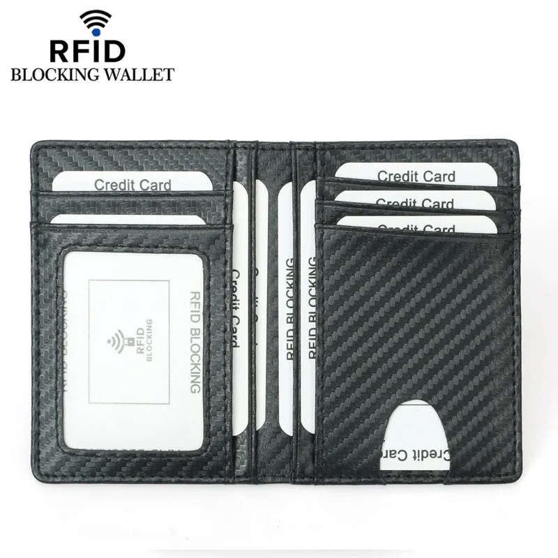 

Multiple Slots Card Holder License Photo Window Carbon Fiber Rfid Blocking Credit Card Organizer Business Men Women Card Holder