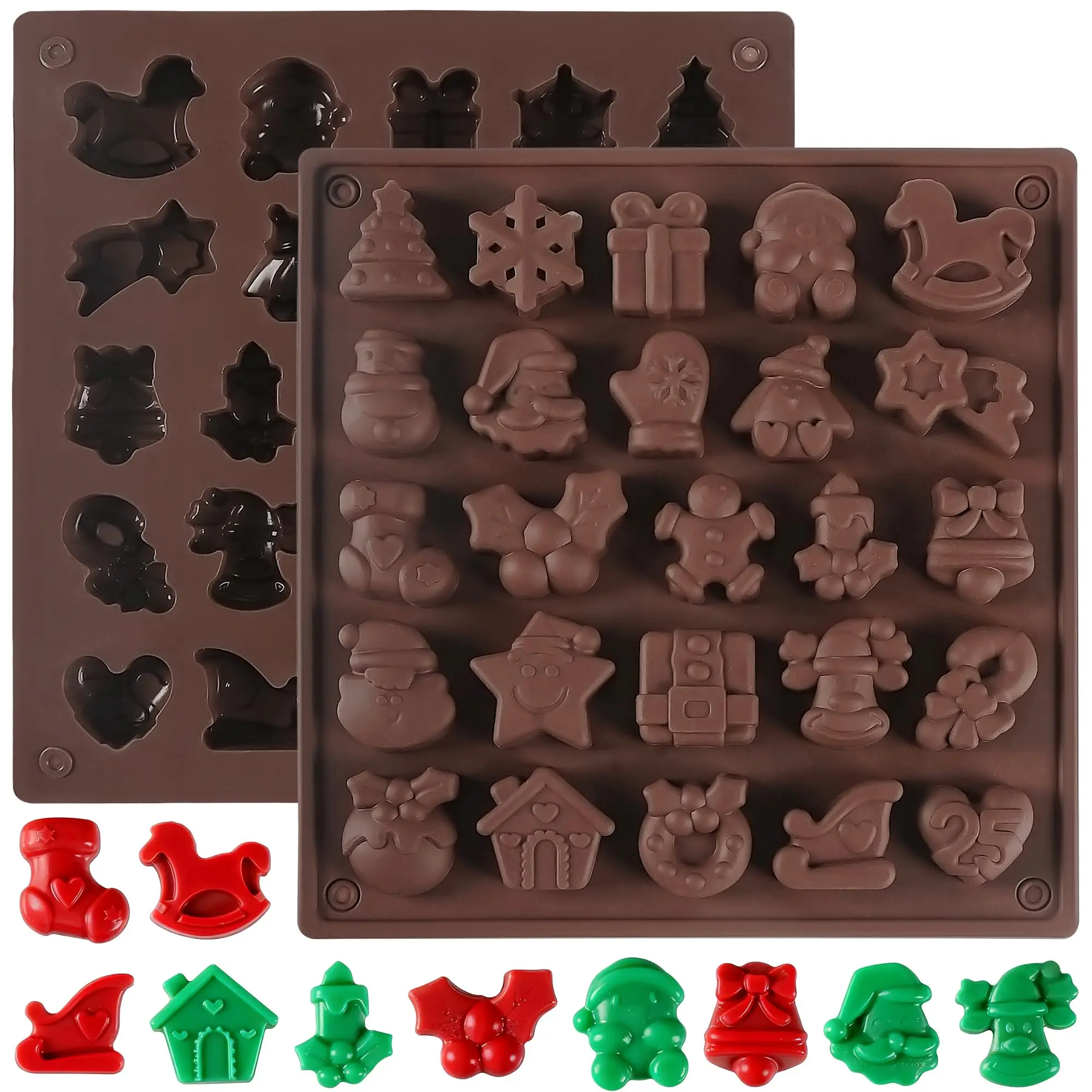 1-2 PCS Christmas Silicone Molds Fondant Chocolate Molds | Silicone Ornament for Christmas Tree Santa, Candy Molds, Ice Cube