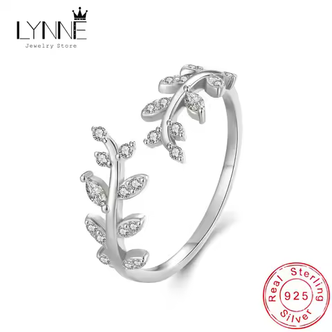 New Fashion 925 Sterling Silver Leaf Branch Rhinestone Adjustable Rings Women&amp;Girl Fine Jewelry Zircon wishbone Open Finger Ring