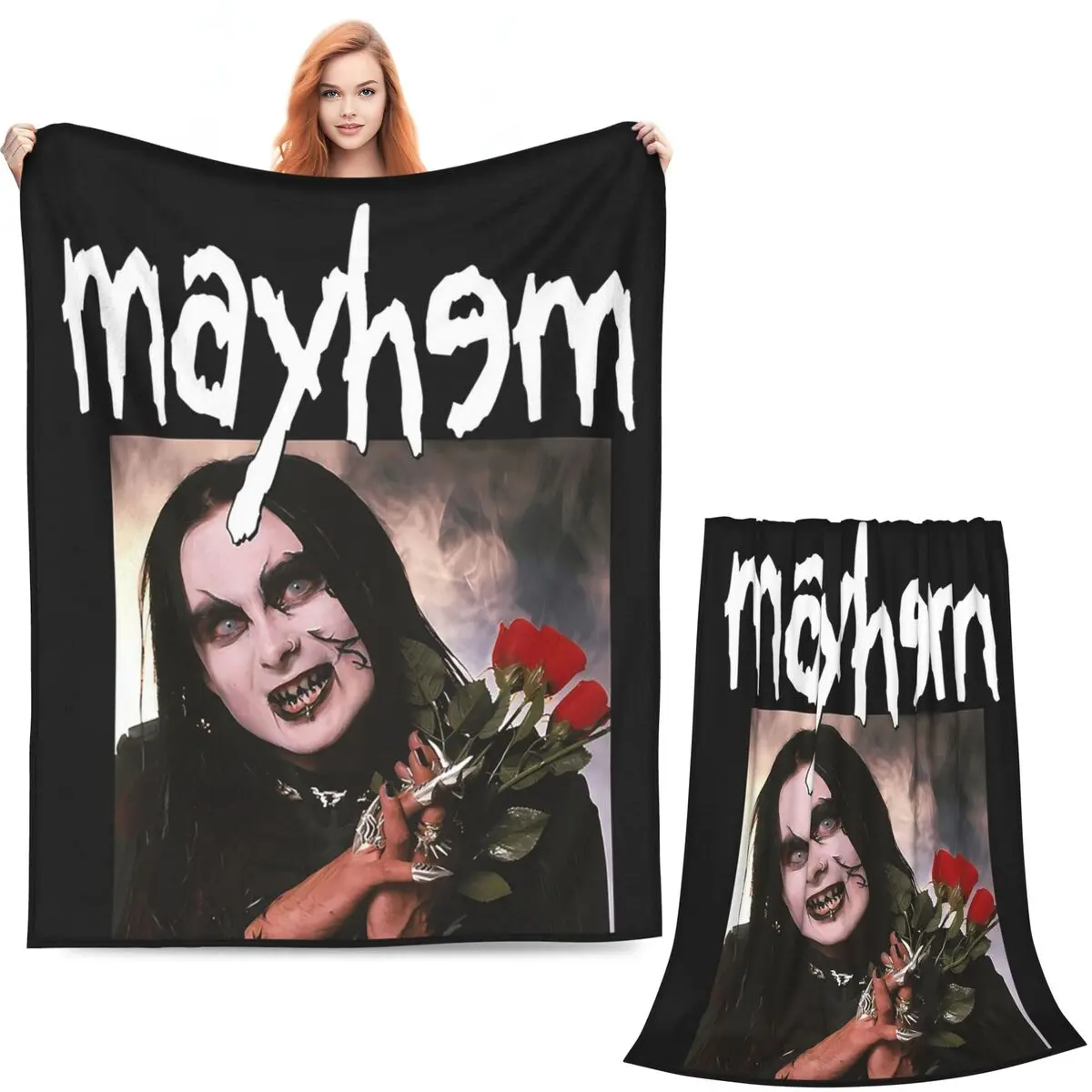Mayhem Parody Band Blankets Soft Warm Flannel Throw Blanket Plush for Bed Living room Picnic Travel Home Couch