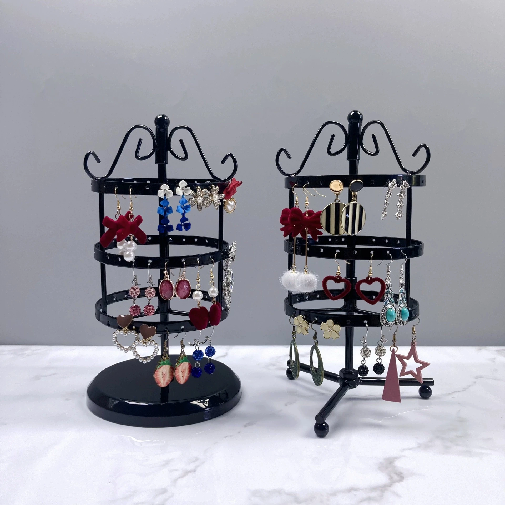 

Trendy Rotating Metal Jewelry Storage Rack Desktop Multilayer Tassel Earrings Display Stand Jewellery Organizer Showcase Prop