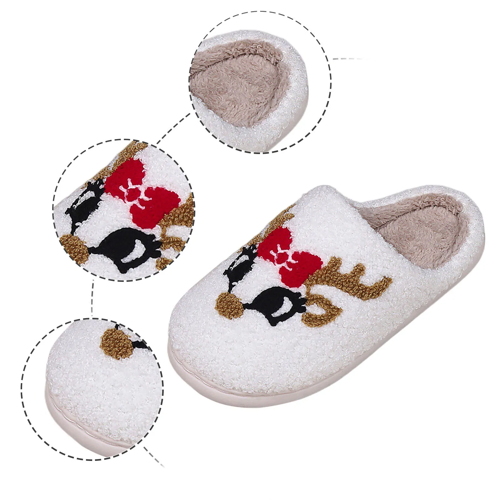 Furry Women Memory Toe Slip Winter Christmas Keep Home Prints Slipper Flat Womens Foam Warm coppie uomo Cartoon On Round