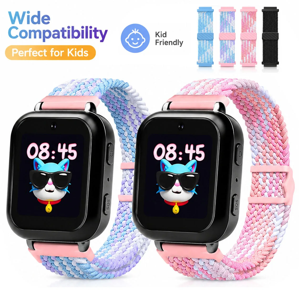 Magnetic Universal 15/16/17mm Smart Watch Nylon Bands Breathable Adjustable Elastic Replace Wristband Buckle Strap for Kids