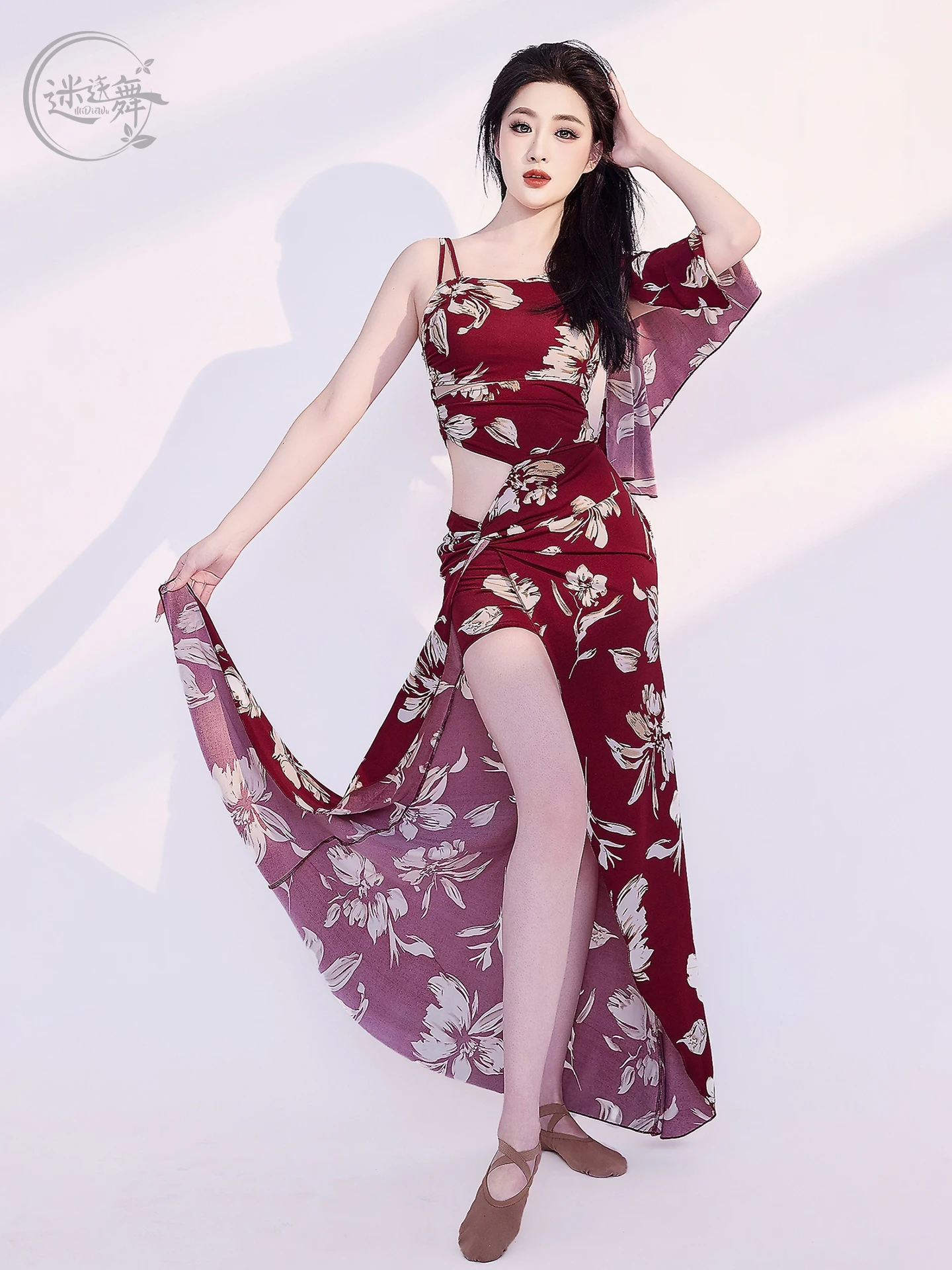 Kostium do tańca brzucha, spódnica z nadrukiem, strój do występów na stole, zakrywający brzuch, orientalny zestaw do ćwiczeń tańca, spódnica DW312