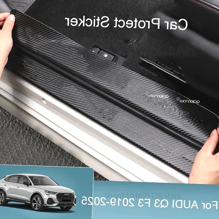 

Новый! Для AUDI Q3 F3 2019-2025 дверной порог, полоса на порог, внутренняя внешняя защита багажника, противоударная накладка из искусственной кожи, внутренний переменный ток