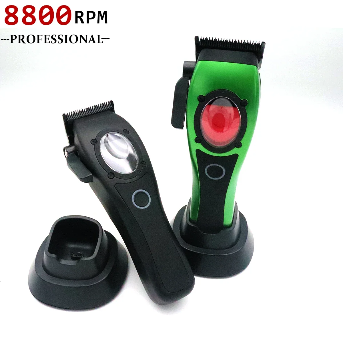 Professional Hair Clipper with Seat Charger 8000RPM Large Capacity Battery DLC Blades Electric Men's Trimmer Cutting Machine