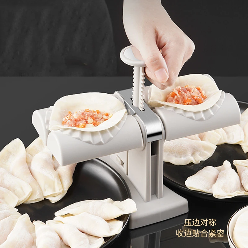 

Double Headed Dumpling Maker Machine Automatic Empanada Wonton Maker Press Dumpling Skin Ravioli Mould Kitchen Tool Accessories