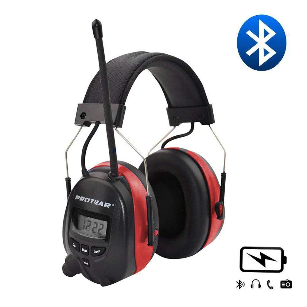 New Protear NRR 25dB Hearing Protector Bluetooth AM/FM Radio Earmuffs Electronic Ear Protection