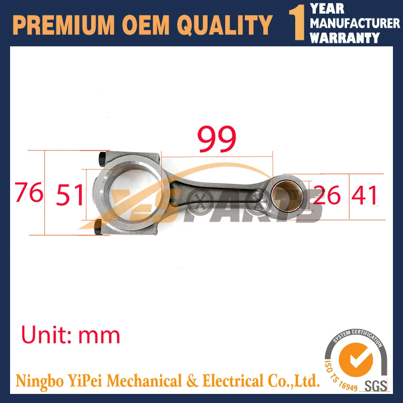 4TNV84 Connecting Rod for Yanmar 4TNV84 LX490 EF338JQ T2 Tractor ViO55 ViO57 TL120 TAKEUCHI TL120 TL220 Loader for Komatsu
