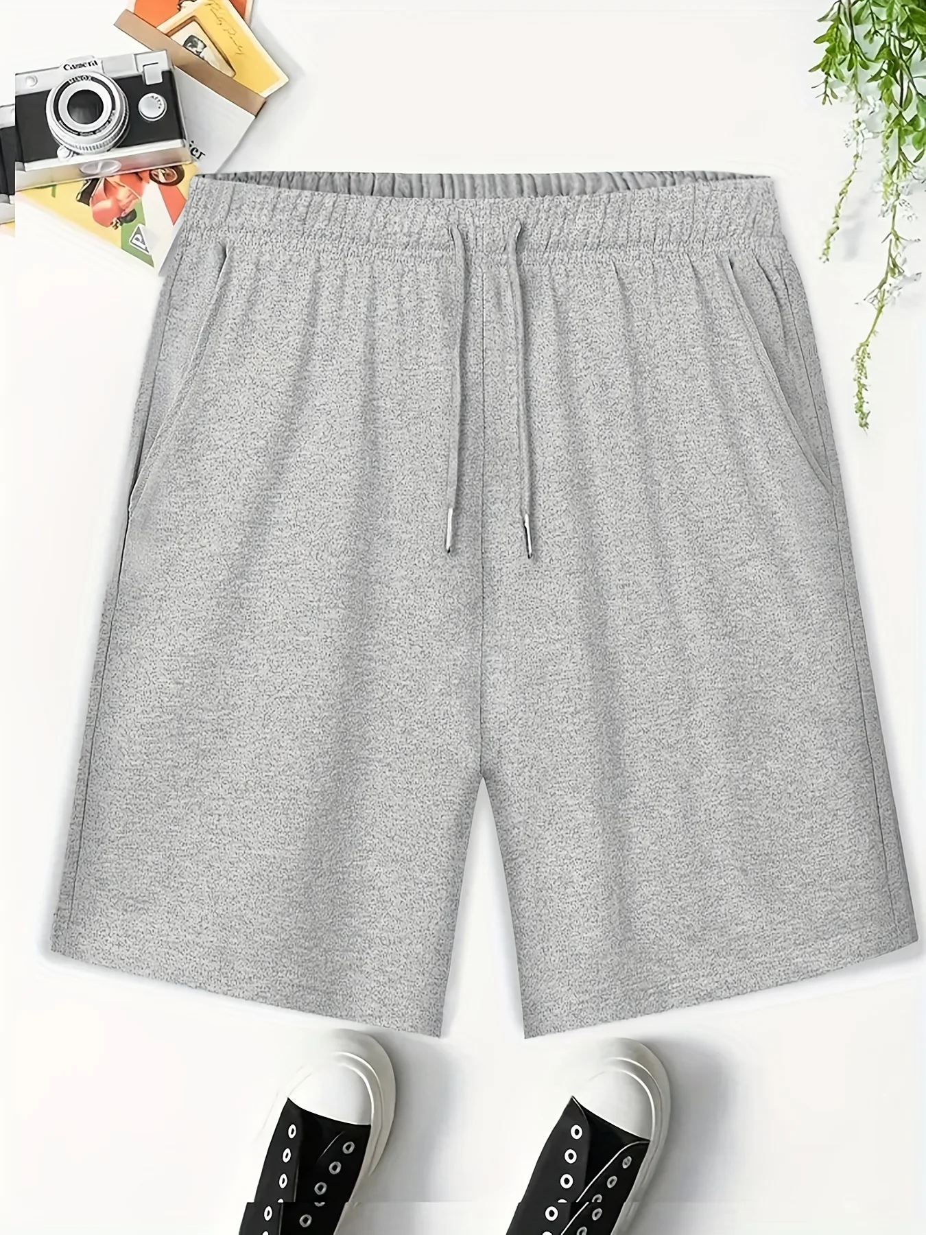 

Men's Plus Size Knit Shorts - Elastic Drawstring Waist Casual Summer Shorts, Breathable Lightweight Fabric,