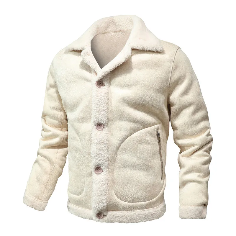 

New Winter Men Fleece Leather Jackets Fashion Man Fur Integrated Jackets High Quality Male Thicker Warm Leather Coats Size 4XL