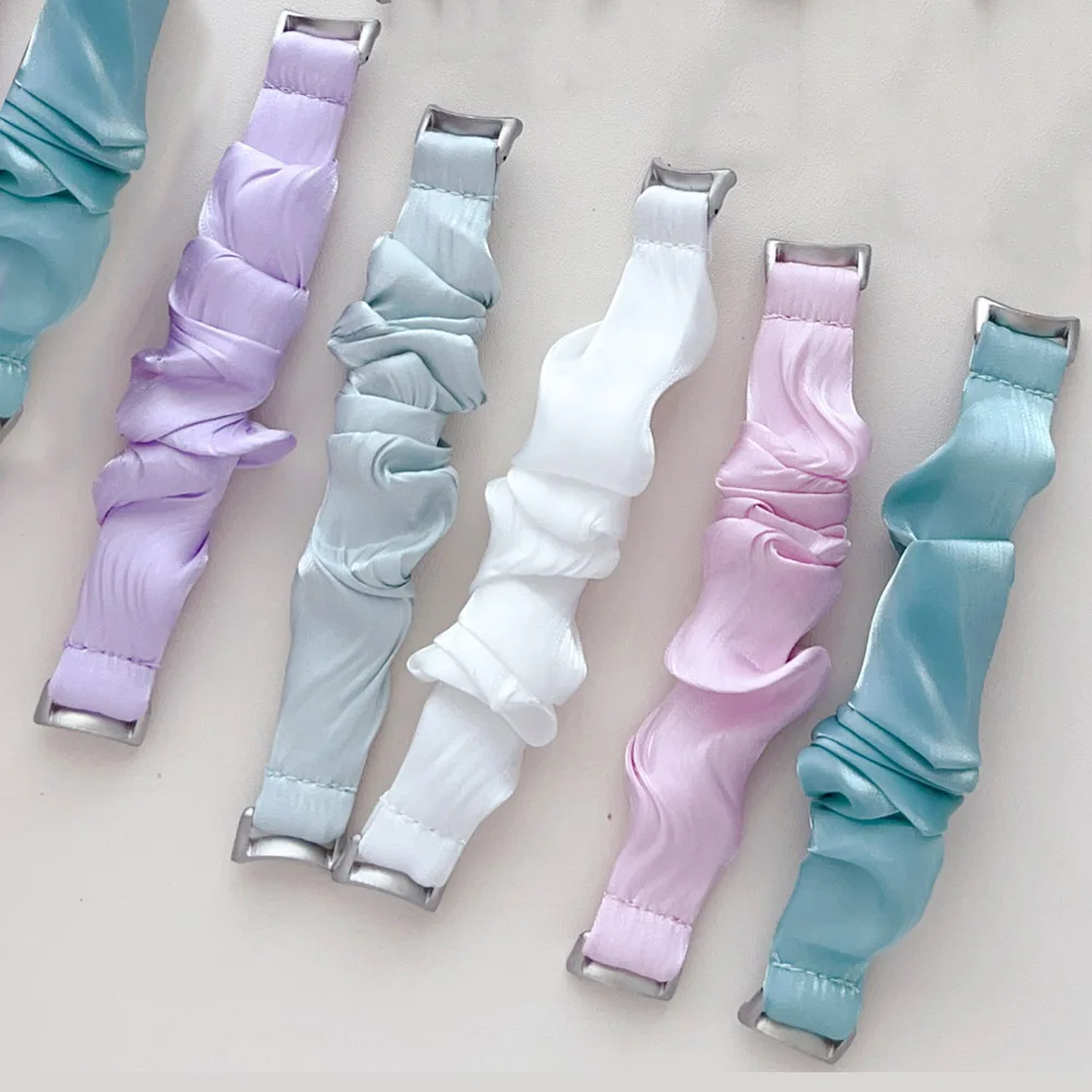 Scrunchies watch band for xiaomi mi band 8/ mi band 9 wristband ribbon elastic bracelet women wrist strap Fabric Scrunchy