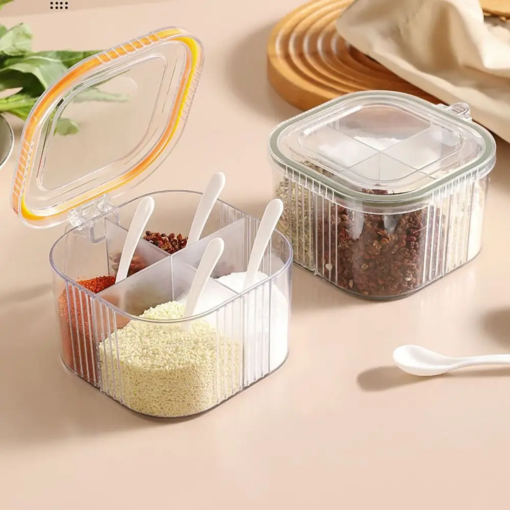 Four-in-one Seasoning Box Large Capacity Dustproof Condiment Container Moistureproof Multifunctional Condiment Dispenser