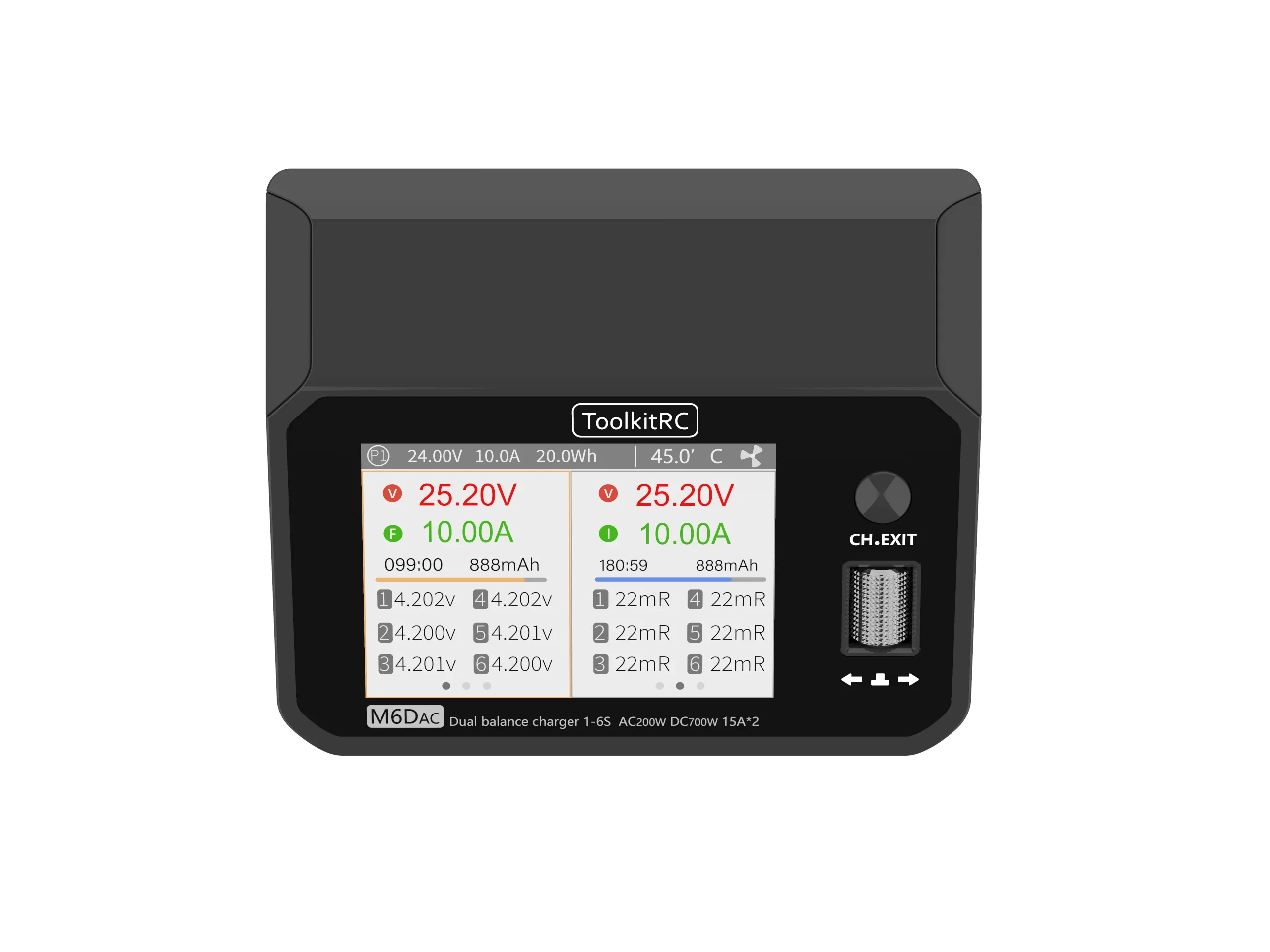 ToolkitRC M6DAC AC/DC Dual Port Charger Discharger AC 200W Dual DC 350W 15A PD 65W for 1S-6S RC Lithium Battery