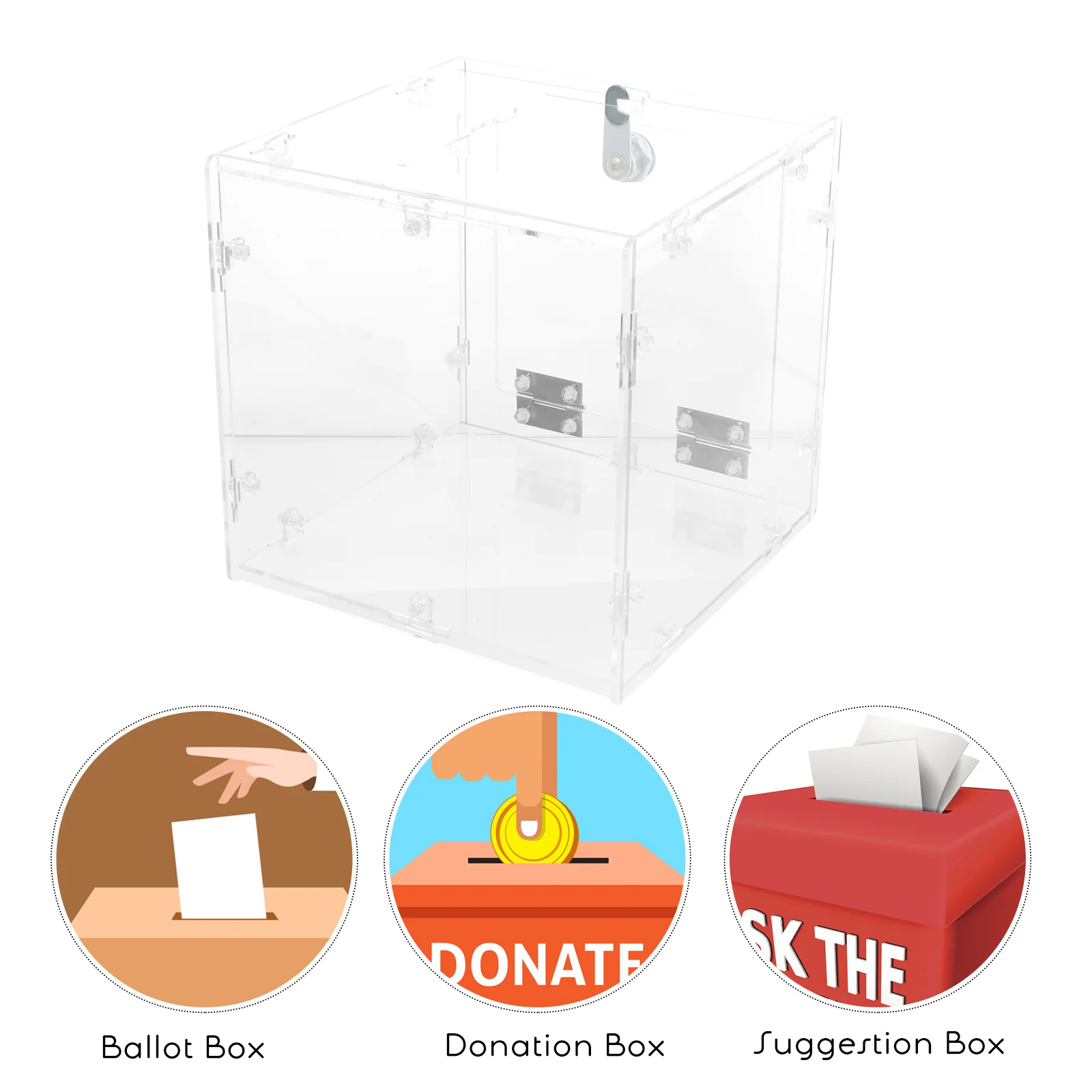 Clear Acrylic Display Donation Box Ballot Box Ticket Suggestion Container Acrylic Box Suggestion Box Ticket Box