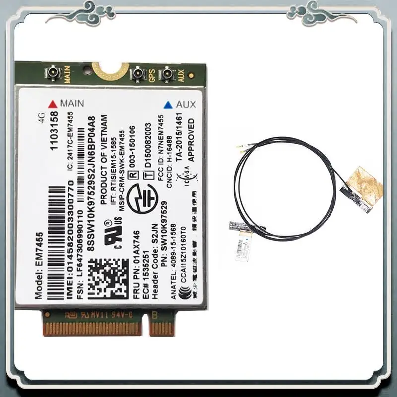 ABIJ-EM7455 01AX746 LTE 3G 4G Card+Antenna For Thinkpad X1 Carbon 5Th Gen X270 T470 T470S T470P T570 L570 L470 P51 P71 Easy Inst