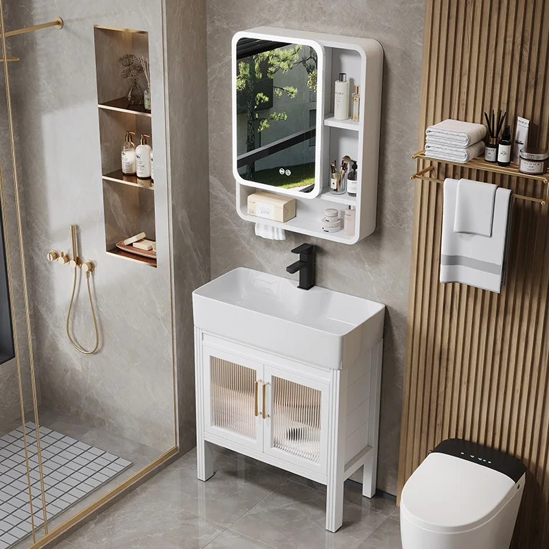 Idyllic space aluminum bathroom cabinet combination bathroom ultra-narrow washbasin floor-to-ceiling washbasin