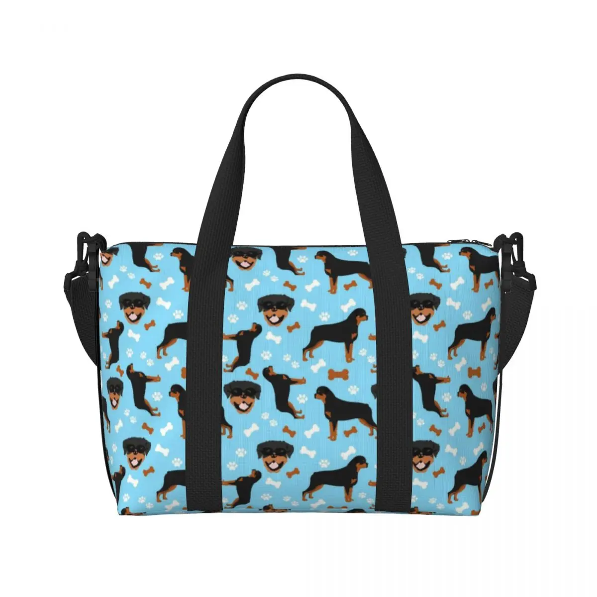 ที่กําหนดเองขนาดใหญ่ Rottweiler สุนัข Breed Tote กระเป๋าผู้หญิงสัตว์ไหล่ Shopper GYM Beach กระเป๋าเดินทาง