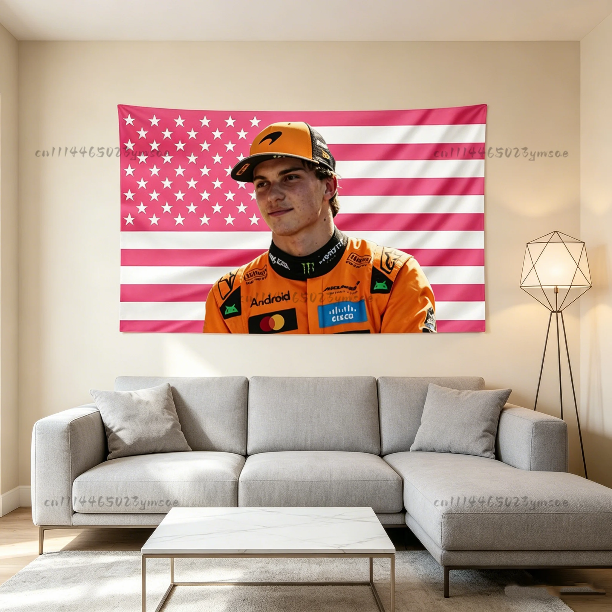 Racing Banners O-Oscar Piastri Pink American Flag Tapestry Motorsport Fans Room Background Cloth Pink Dorm Wall Art Decor Flags