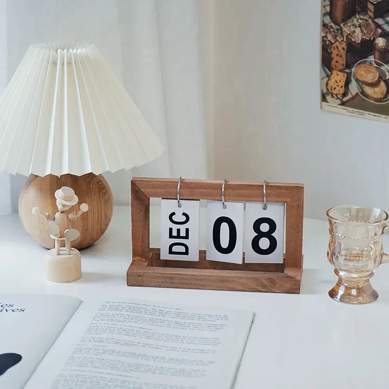 calendar ins style wooden flip calendar perpetual desktop decoration creative ornament stylish date display