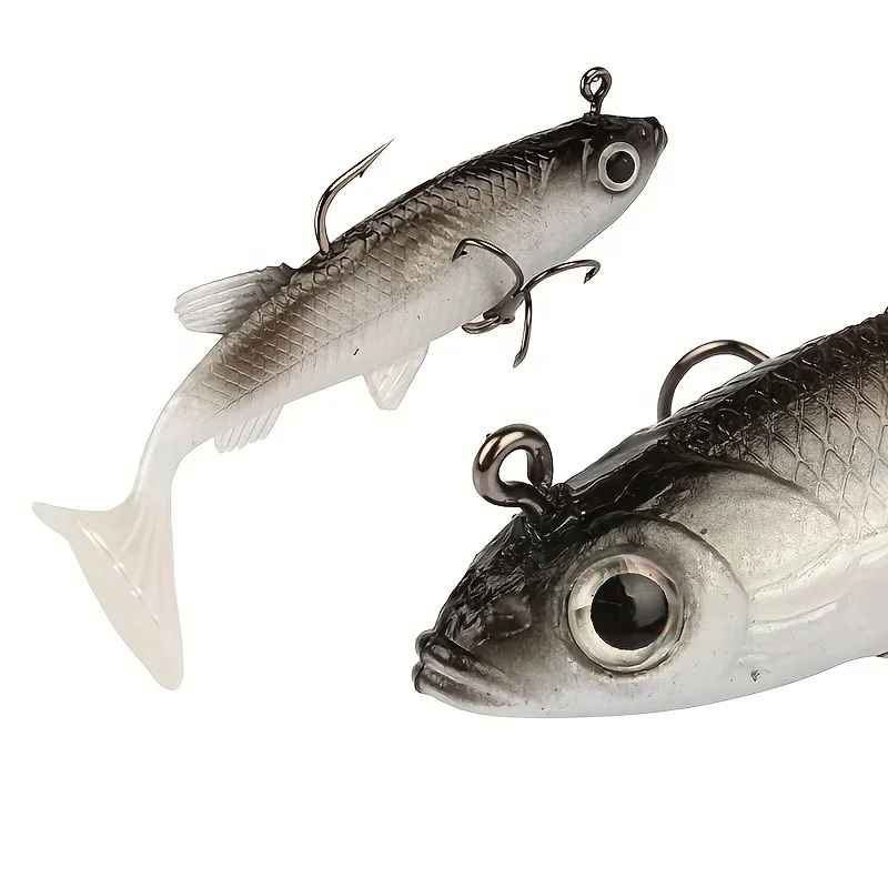 Przynęty wędkarskie 5 sztuk wstępnie osprzętowana główka jigowa ogon wiosłowy miękkie plastikowe przynęty na pstrągi basowe Walleye Crappie słonowodne słodkowodne — zdjęcie 7