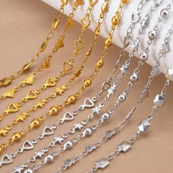 1meter Stainless Steel Heart Star Ball Square Cable Chains for Necklace Bracelet DIY Jewelry Making Supplies