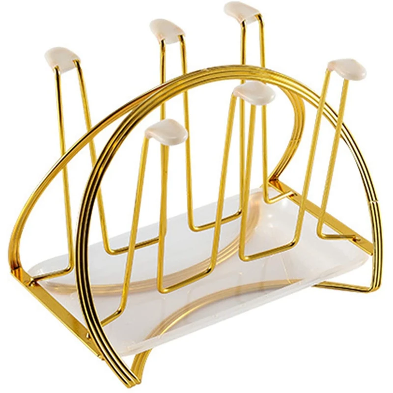 

Cup Drying Rack, 6 Bracket Coffee Cup Holder Glass Drain Rack With Bottom Tray Mug Rack For Restaurant Family Kitchen
