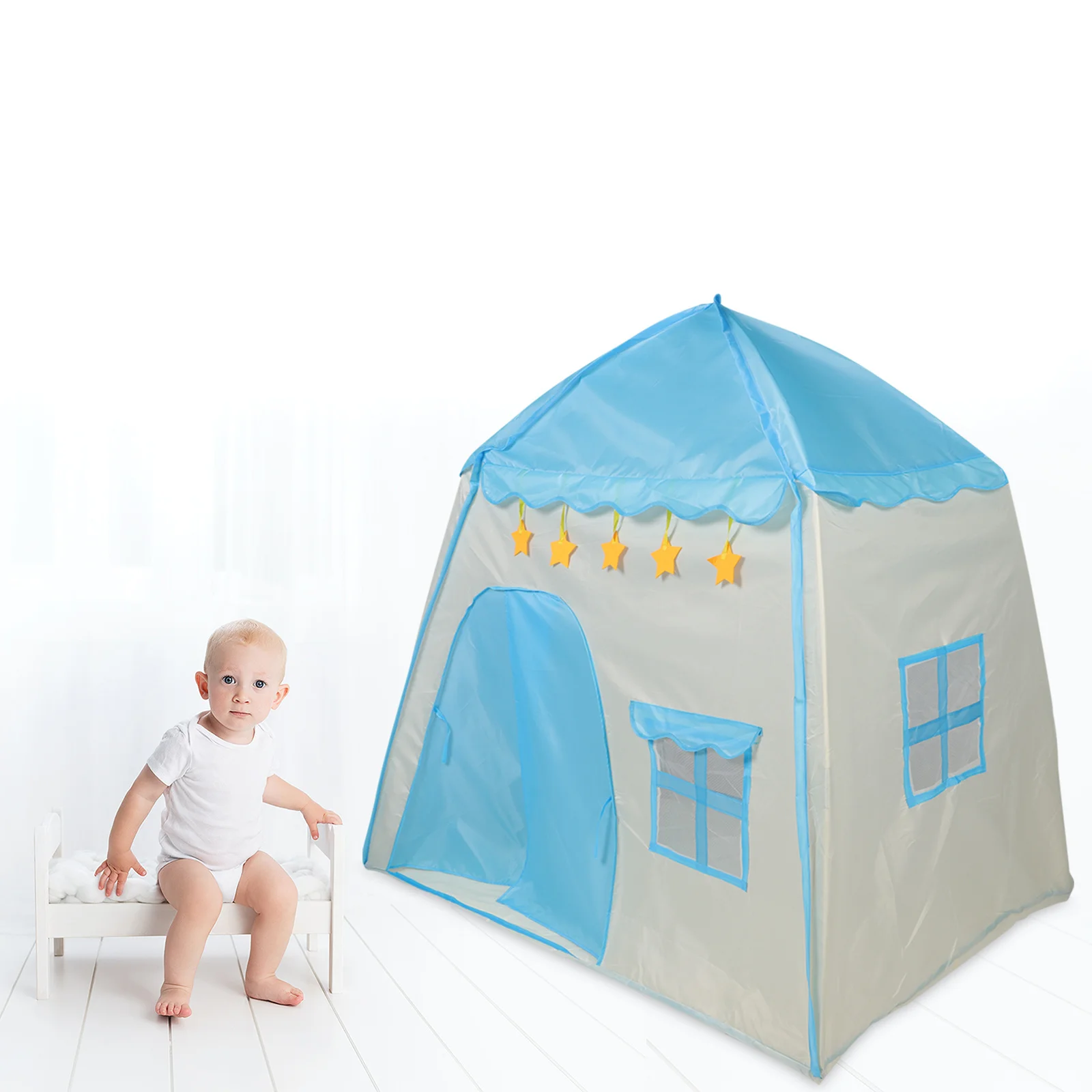 Maison de jeu Portable pour enfants, tente d'intérieur, château du Prince, pliable, en forme de voiture, matériau respirant, facile à installer, ornement Floral