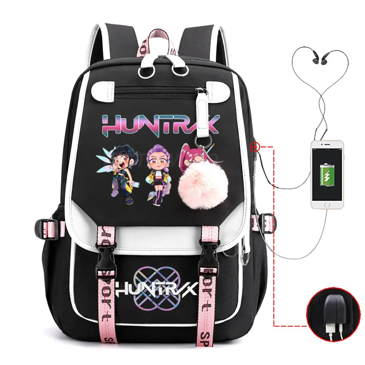 

KPop Demon Hunters Derpy Backpacks for School Teenagers Girls USB Charging Laptop Bag Hot Selling Women Outdoor Travel Bagpack