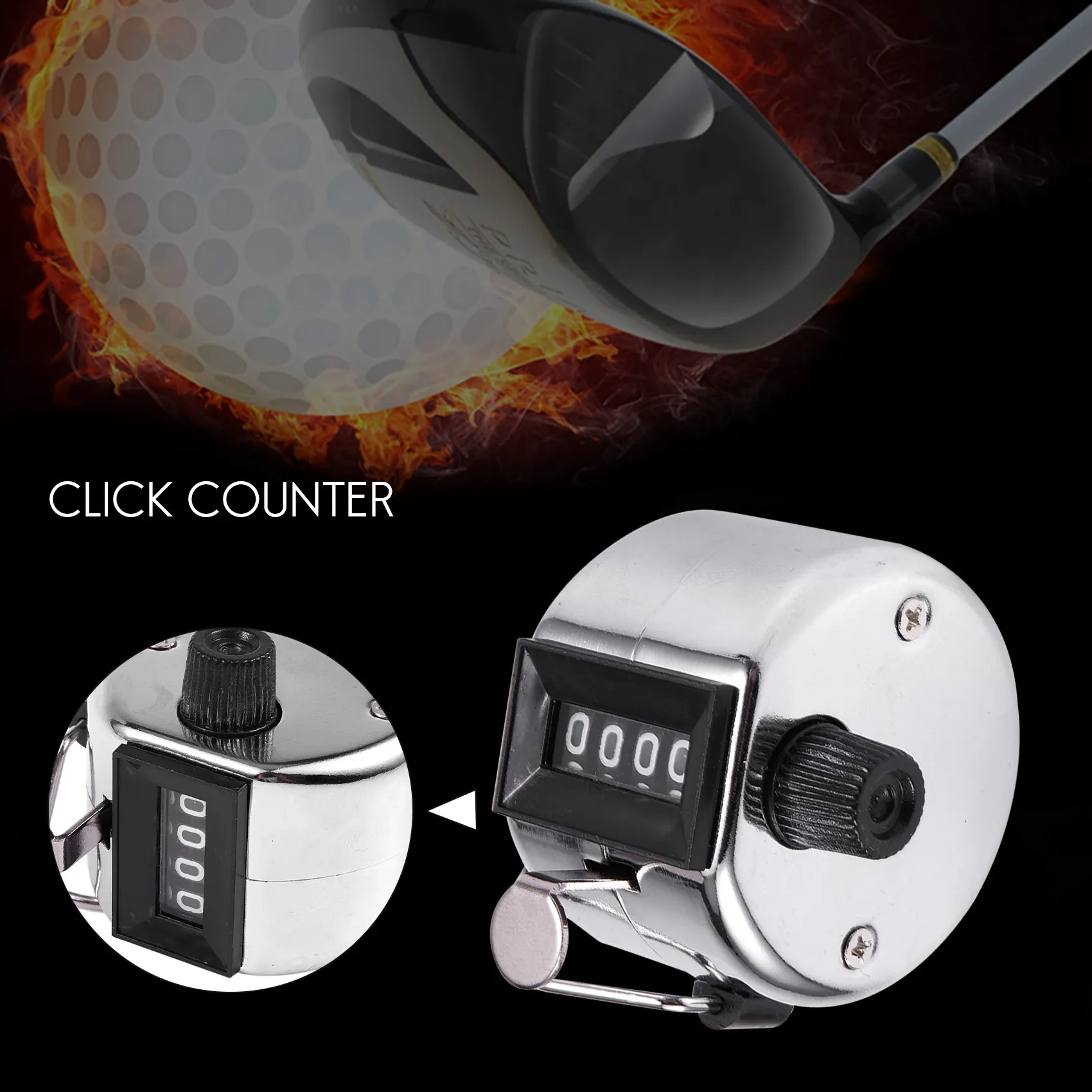 4-stellige Nummer Clicker Golf Hand Tally Click Counter Silber