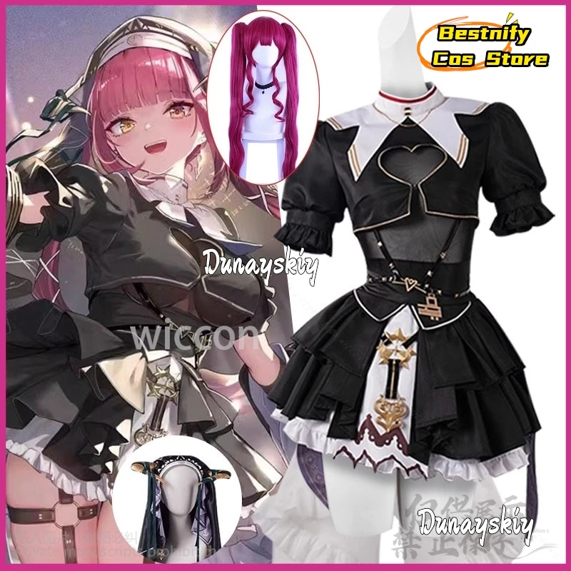 Houshou Marine Cosplay Anime Hololive Vtuber YouTuber Costume da suora sexy Lolita Halloween Natale per ragazze personalizzato