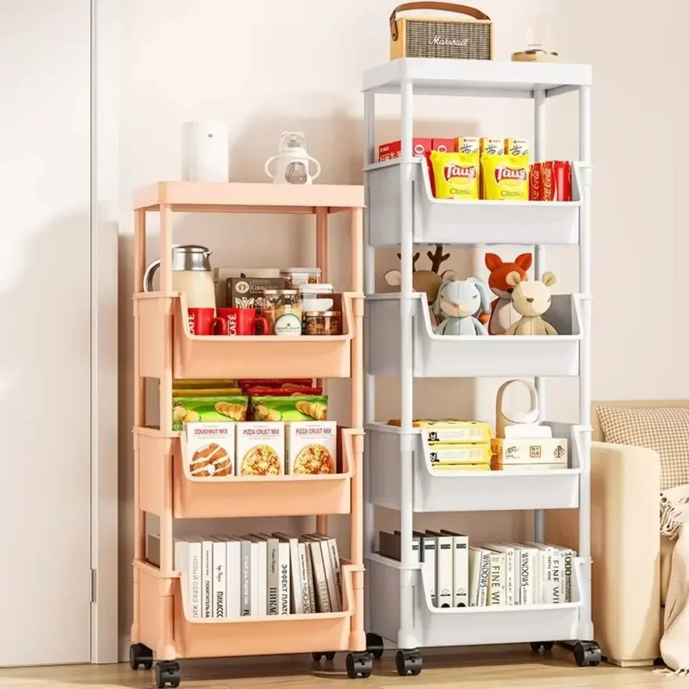 Bookshelf Storage Trolley Multilayer Movable Kitchen Storage Shelves Household Wall Shelf Floor Type Bathroom Organizer