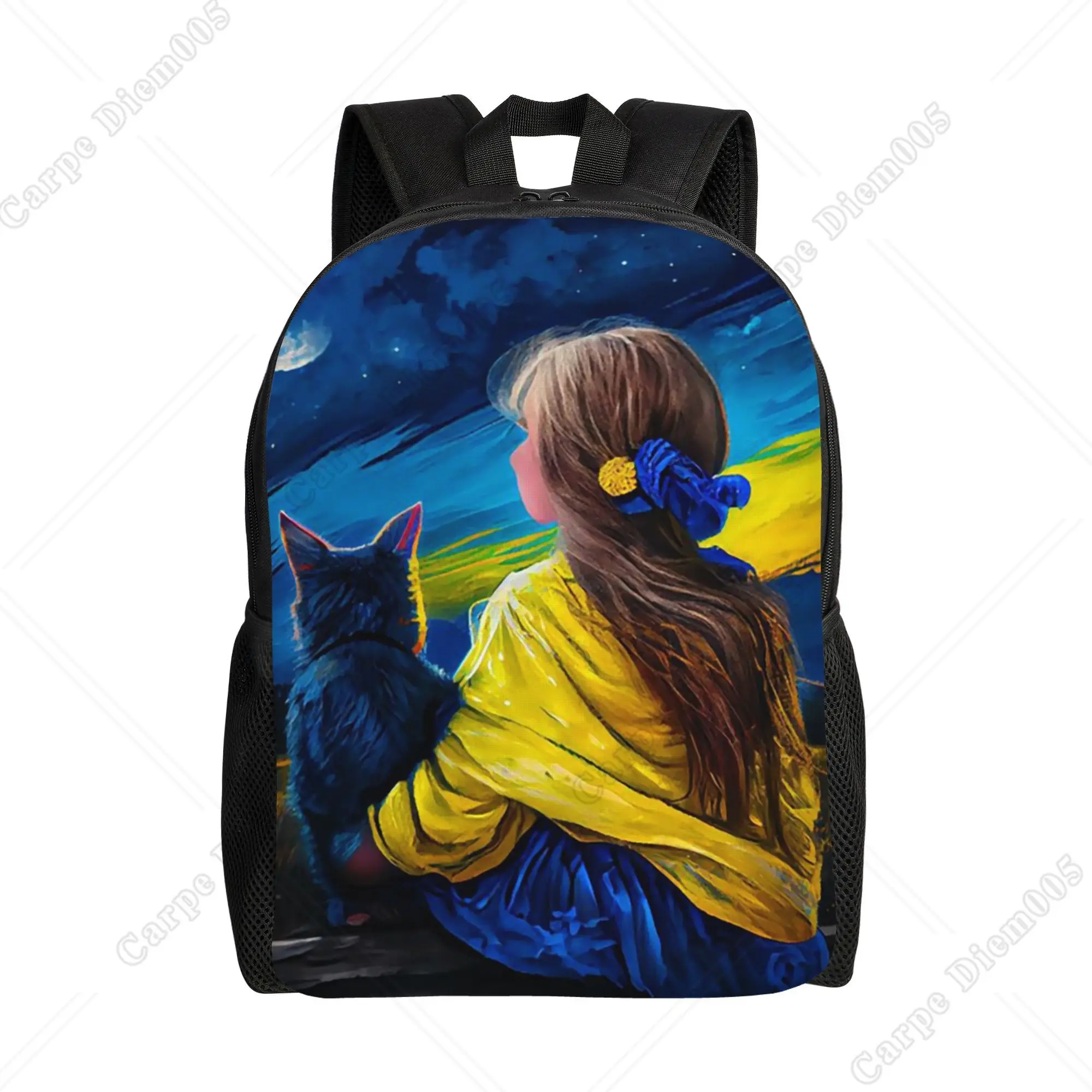 Ukraine Flag Watercolor Painting Backpack School Bags College Travel Bags Fits 15 Inch Laptop Unisex Polyester with Zipper