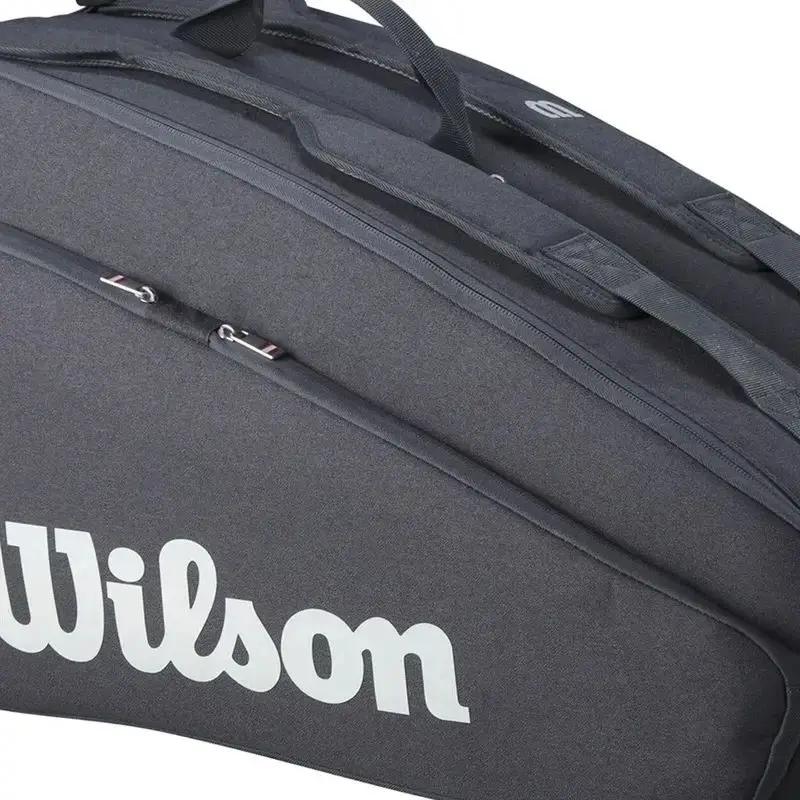 2025 Wilson Mochila de tênis 6PK 12PK Bolsa de raquete de tênis esportiva multifuncional de grande capacidade clássica preta com isolamento térmico