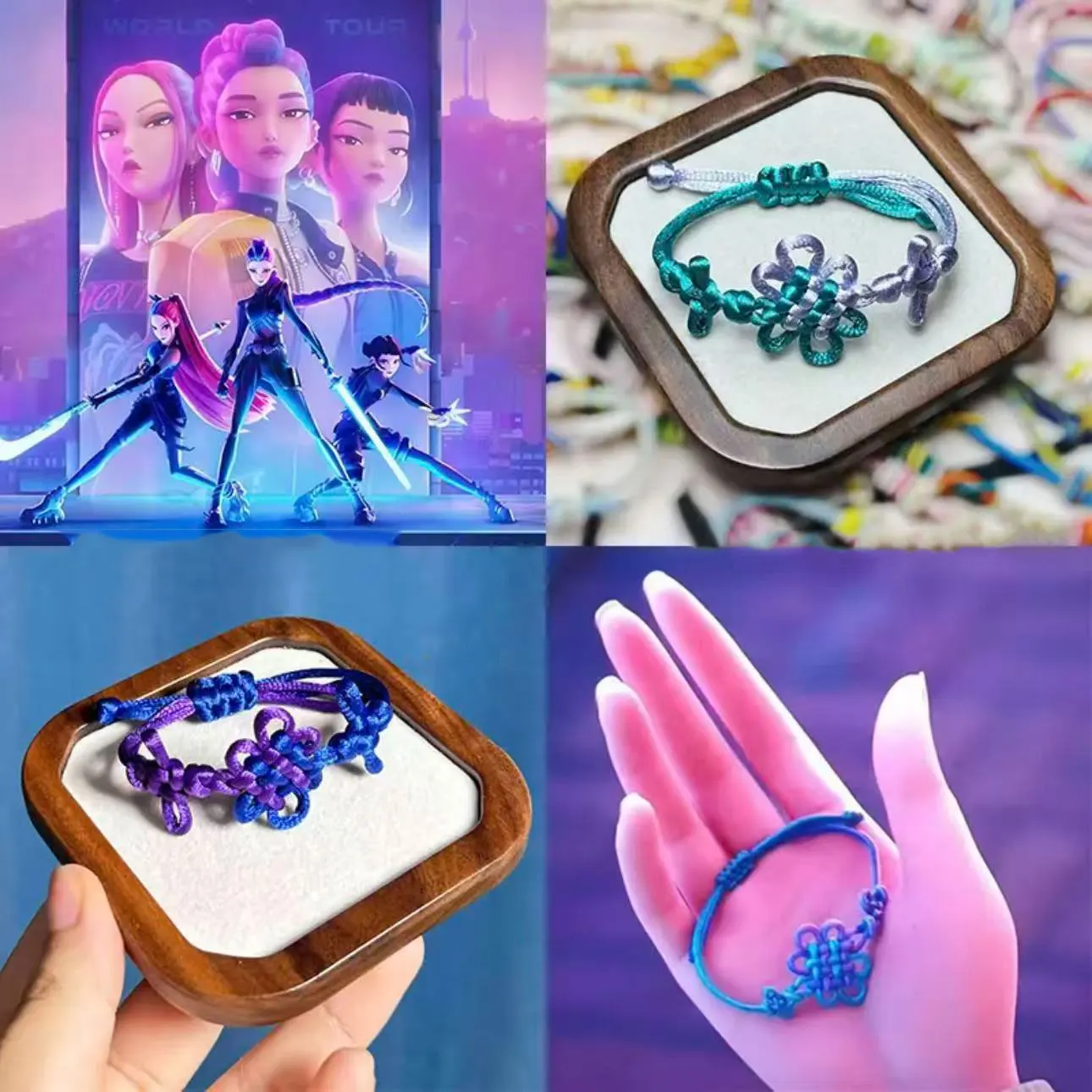 Anime KPop Demon Hunters Rumi Cosplay Prop Kpop Huntrix Rumi Chain Woven Bracelet Charm Hand Chain For Halloween Party Accessory