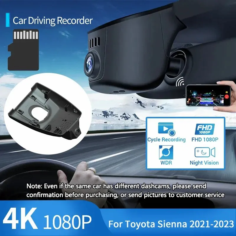 

for Toyota Sienna LE XL40 MK4 2021 2022 2023 2024 4K 1080P Wifi DASH CAM Car DVR Video Recorder Night Vision Camera Accessories