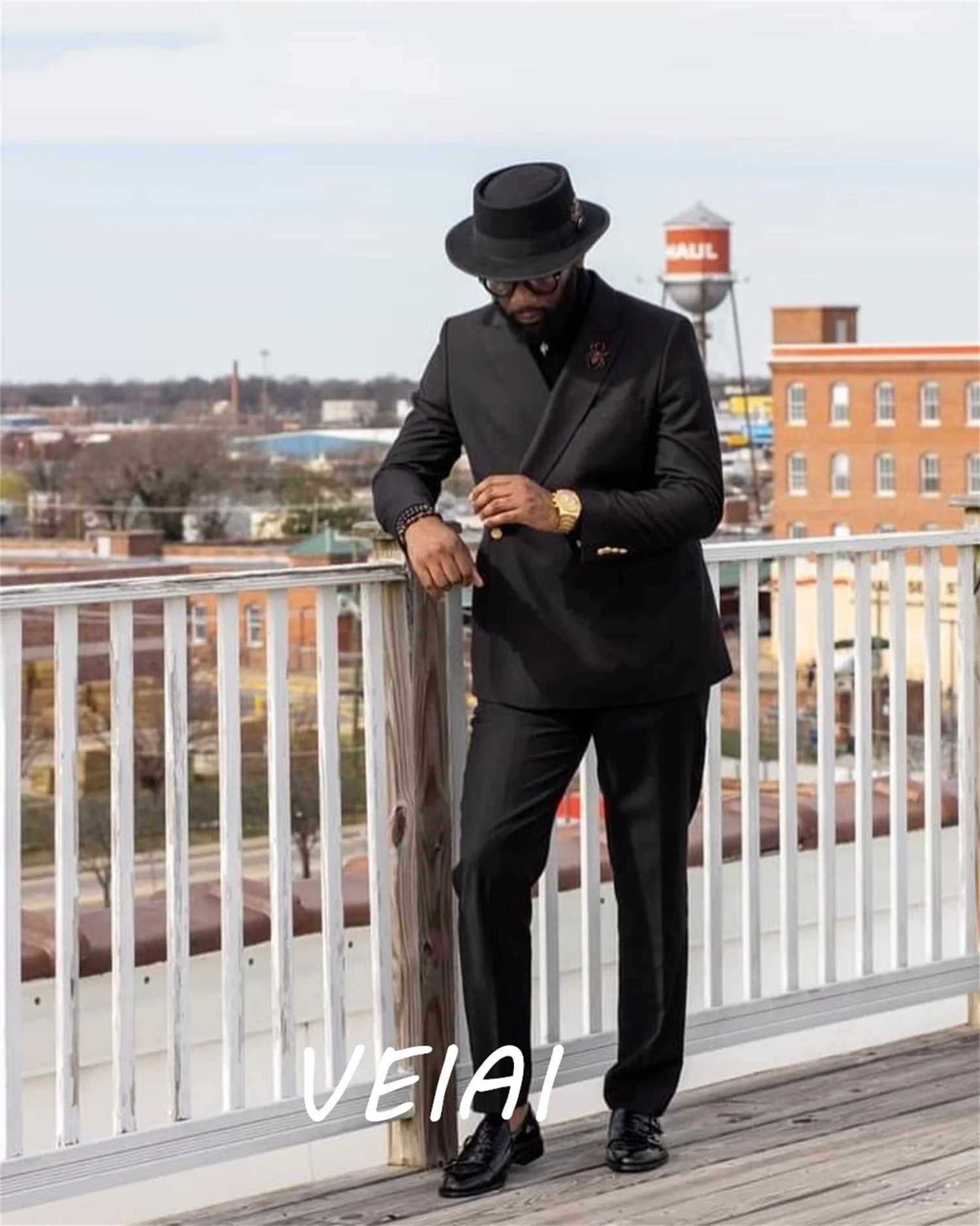 

Черные мужские костюмы на заказ с остроконечными лацканами, двубортный дорожный костюм для свадебной вечеринки, комплекты блейзеров, костюм Homme, комплект из 2 предметов J