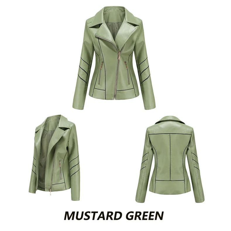 Thin PU Zipper Short Coat for Women, Motorcycle Jackets, Leather Clothes, Spring and Autumn Jackets, New Style, Purchase