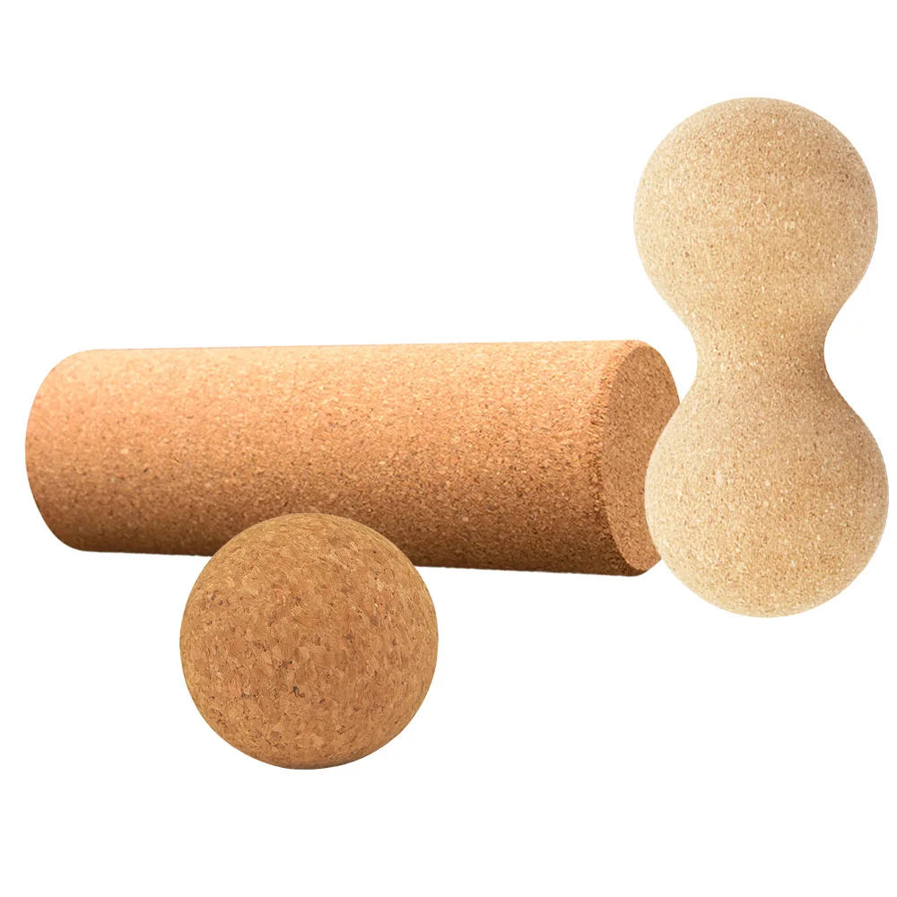 Cork Massage Roller Ball Set 3 Pieces With Mesh Cotton Bag Peanut Roller Massage Ball Mini Roller Rollers for Back and Muscles