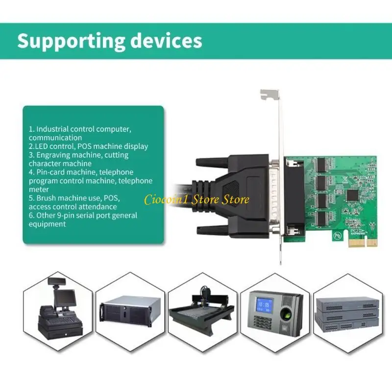 A3PC PCIE 1x to RS232 Serial Port Expansion Card for Industrial Control POS Display