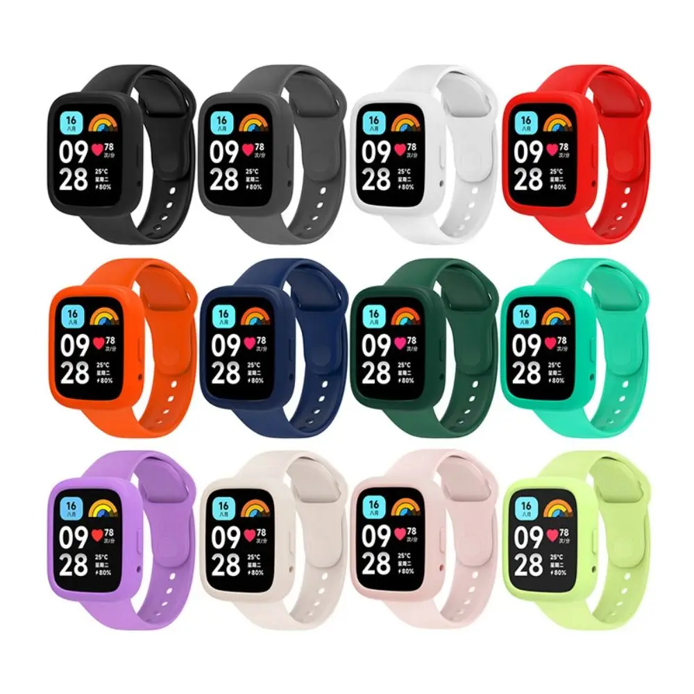 Bumper Silicone Case Cover Anti-Scratch Protective Frame Accessories Shell Screen Protector for Redmi Watch 3 Active Smart Watch
