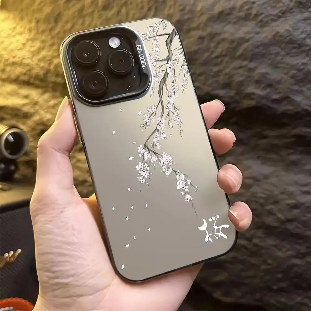 

Cherry blossom Phone Case for iPhone 16 15 14 13 Pro 12 11 Pro Xs X XR Max 8 7 SE Laser Hard PC+TPU Cases Back Cover