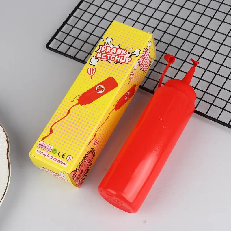 Scherzo divertente Bottiglie di ketchup Scherzi pratici Scherzo di salsa di pomodoro Bambini adulti Giocattoli fantastici Articoli spaventosi Regalo a sorpresa di ketchup falso
