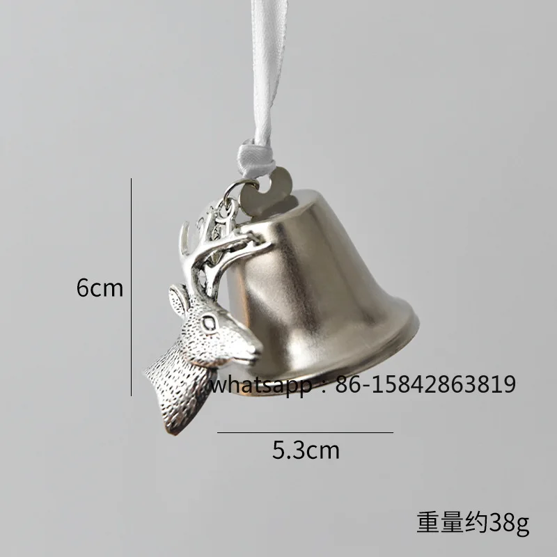 Christmas Wrought Iron Retro Bell Pendant Christmas Snowflake Deer Head Ringing Bell Christmas Tree DIY Ornament