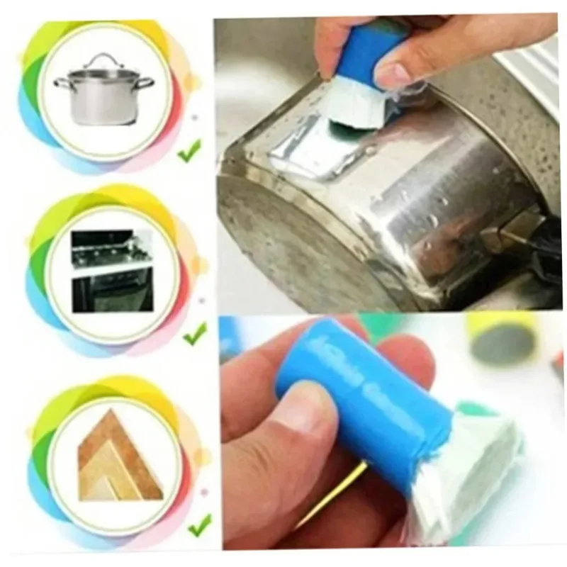 Stick Stainless Steel Cleaning Brush Kitchen Cleaning Accessories Metal Pot Brush Kitchen Clean Gadget Random Color